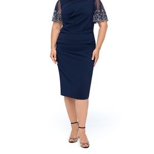 Betsy and Adam Plus Size Beaded-Sleeve dress